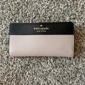 kate spade Two-Tone Leather Zip Wallet - Black & Cream NWT